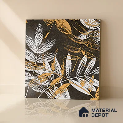 Floral Wall Tile TL 07249 B Plana 8006 GLM (Gold) 1 ft x 1 ft Ceramic Matte Finish - 9 mm  | 2 mm Spacer is Mandatory | Please Expect a Slight Variation of Pattern (Sample)